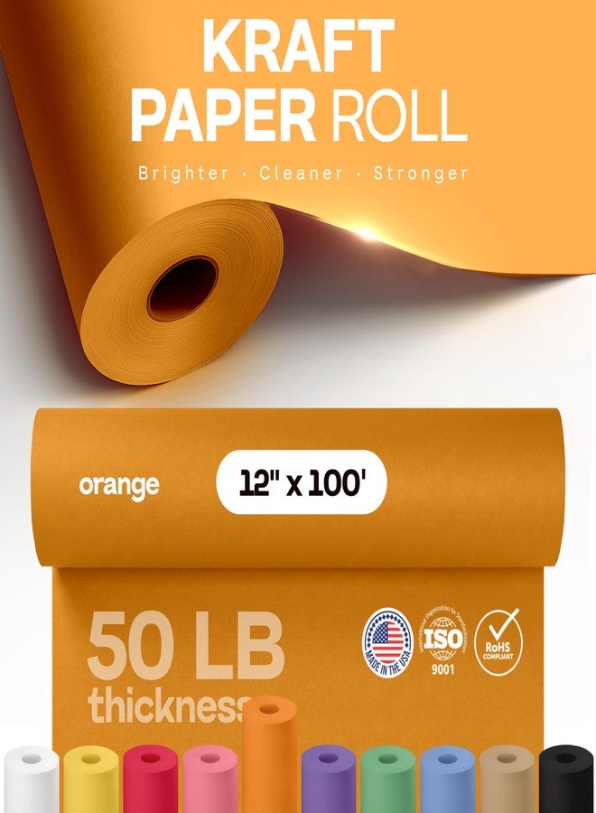 IDL Packaging 12" x 1200" (100 ft) Orange Kraft Paper Roll - USA-Made Quality Orange Craft Paper for Gift Wrapping, Kids' Arts & Crafts, School Projects - Natural Material 50lb Thickness by IDL Packaging - Image 3